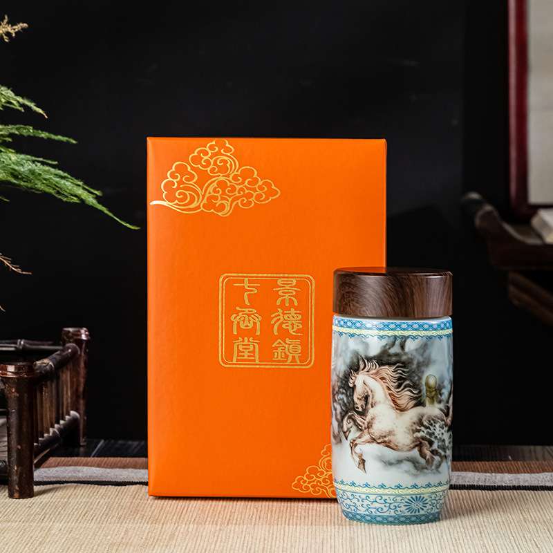 中式复古以梦为马双层保温杯男士用养生便携户外杯展会纪念品