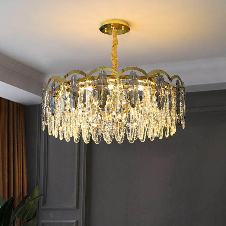 现代水晶吊灯客厅灯大气创意大厅简约烟灰网红餐厅灯卧室灯具