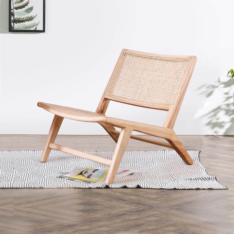 北欧实木沙发椅阳台三件套桌椅组合简约藤椅茶几民宿休闲设计师椅