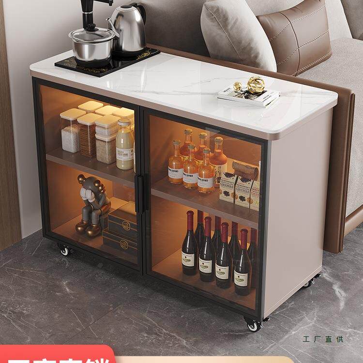 沙发边几实木小桌子可移动茶几家用轻奢岩板储物柜沙发边柜茶水柜