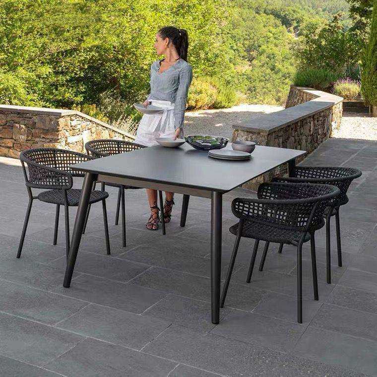 简约现代户外休闲桌椅组合室外藤椅三件套阳台庭院防水防晒藤编椅