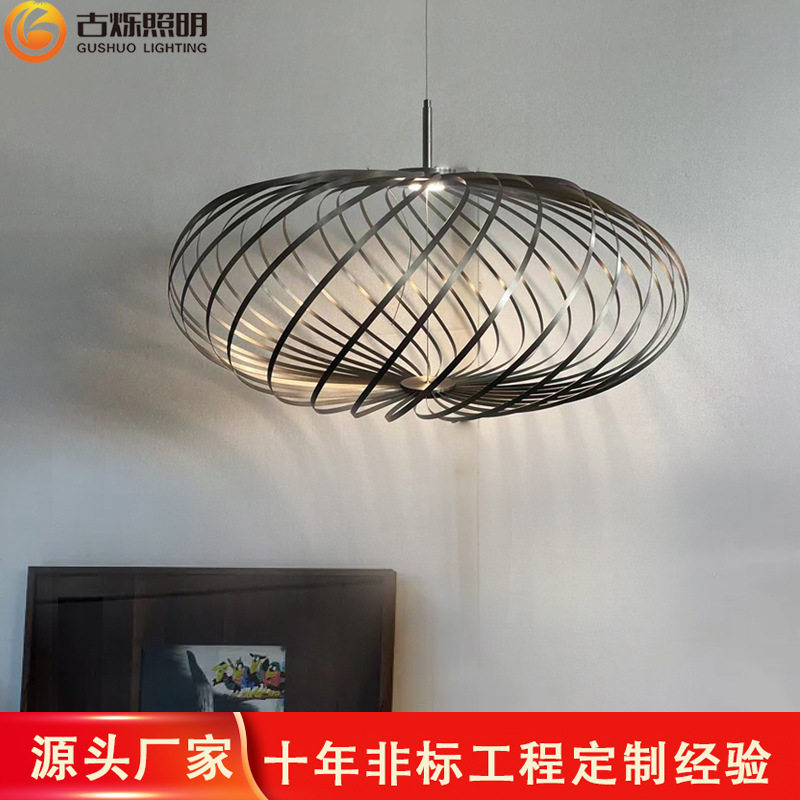 火锅店轻奢不锈钢弹簧餐厅吊灯