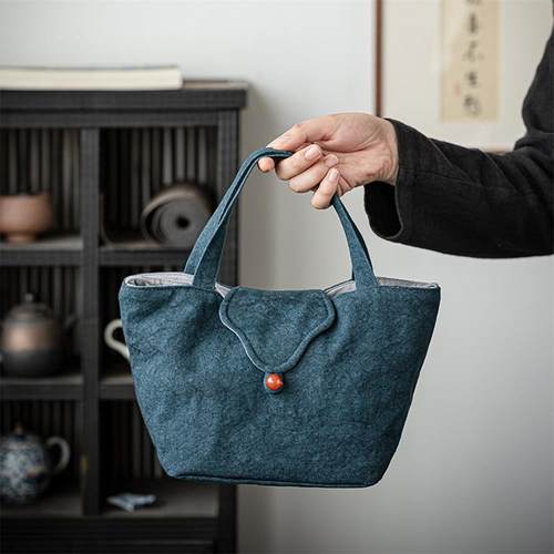 茶具收纳包扎染帆布旅行茶人包加厚夹棉可分离便携式文艺中式布袋