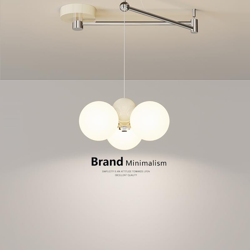 奶油风摇臂餐厅吊灯2024新款网红创意魔豆设计师可移动餐桌饭厅灯