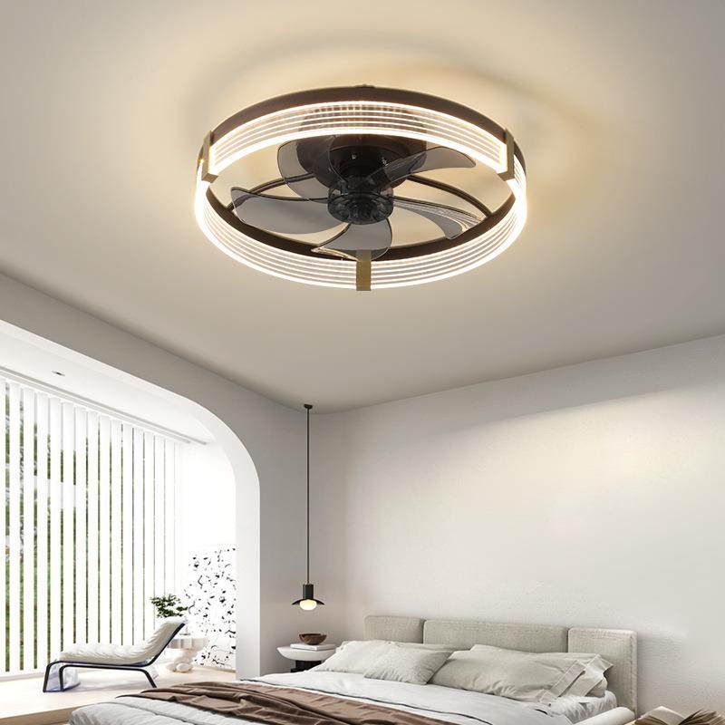北欧简约创意吊扇灯隐形卧室餐厅吸顶风扇灯家用客厅灯带电风扇灯