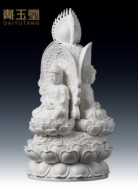 速发三面三世佛三宝佛如佛释迦陀尼药师来阿弥牟佛白瓷佛像