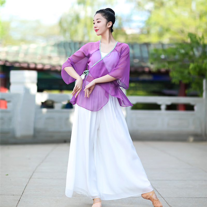 速发古典舞蹈演出服宽松飘逸渐变身韵纱衣中国民族练功服表演舞蹈