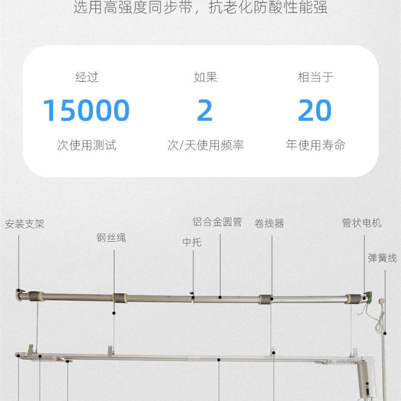 速发别墅高复式楼电动窗帘升降开合轨道智能全自动语音上下升降器
