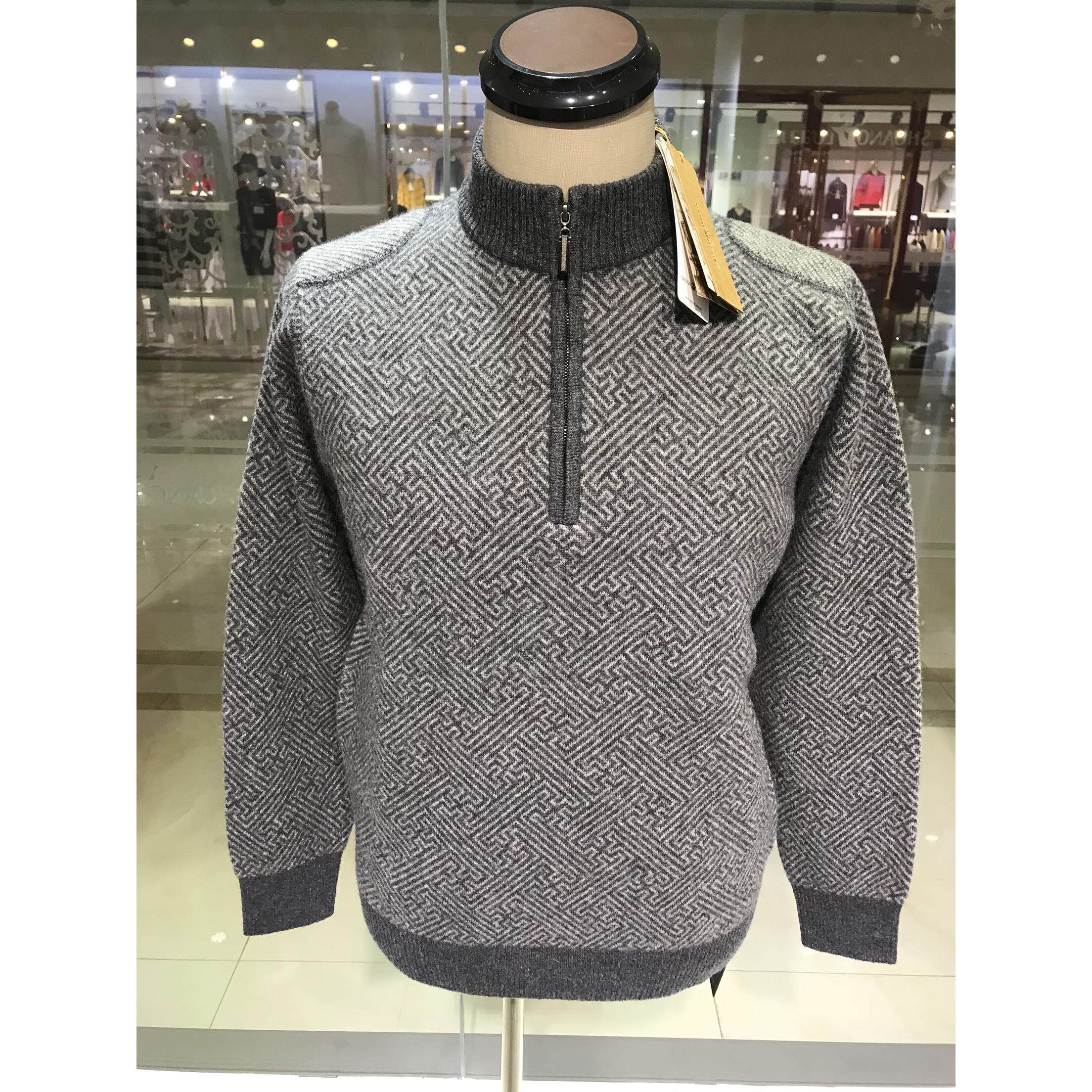 专柜正品双鹿羊毛衫男士加厚牦牛绒保暖拉链半高领软糯套头羊绒衫