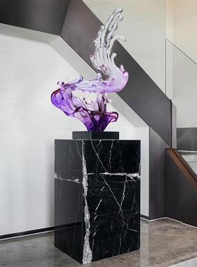 酒店轻奢透明树脂水浪花摆件家居装饰品玄关客厅电视柜艺术雕塑