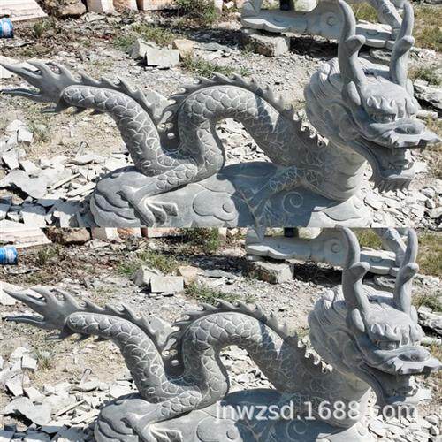 景区石雕大龙头制作山东石刻青龙雕塑报价户外景观石头龙样式图