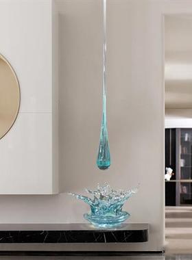 别墅酒店会所大堂透明树脂水花雕塑摆件售楼处大厅天花板水滴吊饰