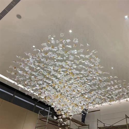 酒店泳池售楼部沙盘玻璃大吊灯来图非标定制灯饰别墅客厅轻奢吊灯