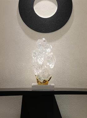 原创玄关新中式招财摆件客厅酒店大堂公司前台办公室透明树脂雕塑