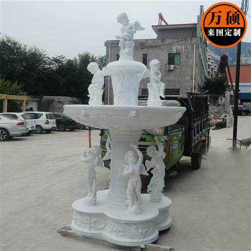 厂家制作玻璃钢喷泉花钵雕塑地产小区景观雕塑西方天使小孩雕塑
