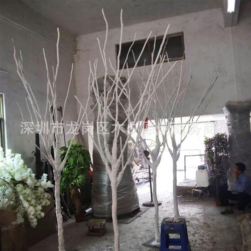仿真枯树白色圣诞树金树银树节庆装饰树人造假树白树灯树摆件