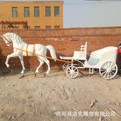 厂家供应玻璃钢仿真马拉车雕塑欧式大型马拉车雕塑户外商业街摆件