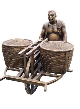 玻璃纤维彷铜农耕牛拉犁雕塑户外新农村园林大型铸铜人物定制摆件