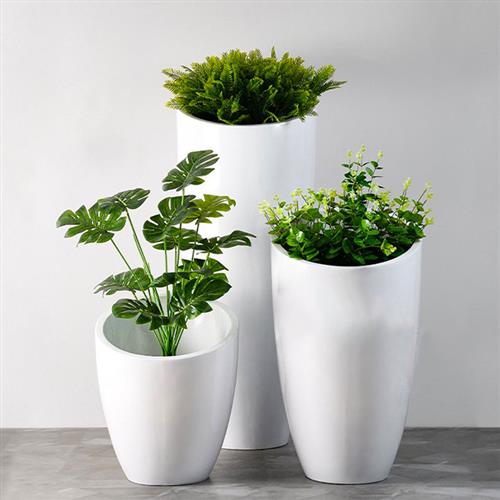 玻璃钢花盆简约斜口花钵商场装饰摆件售楼部花瓶户外组合花器美陈