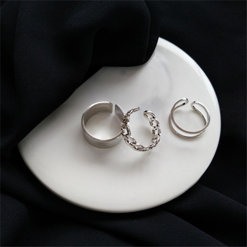 极速Hiphop/Rock Metal Geometry Circular Punk Rings Set Openi