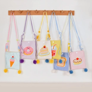 手机包小挎包可爱儿童卡通帆布包印花韩国小众斜挎包小方包