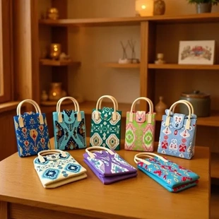 艾德莱斯系列新款多色针织手机包肩包百搭时尚个性休息潮流包民族