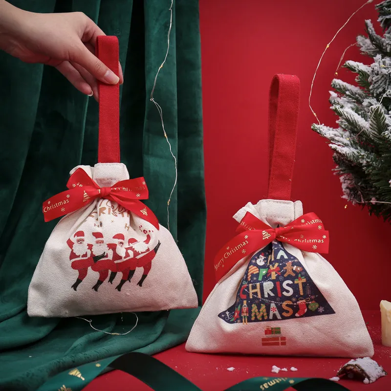 圣诞节包装盒礼物袋平安夜苹果盒幼儿园圣诞树手提糖果礼袋帆布袋