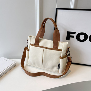 新款斜跨包包女文艺单肩包帆布手提包学生通勤休闲便携托特包女包