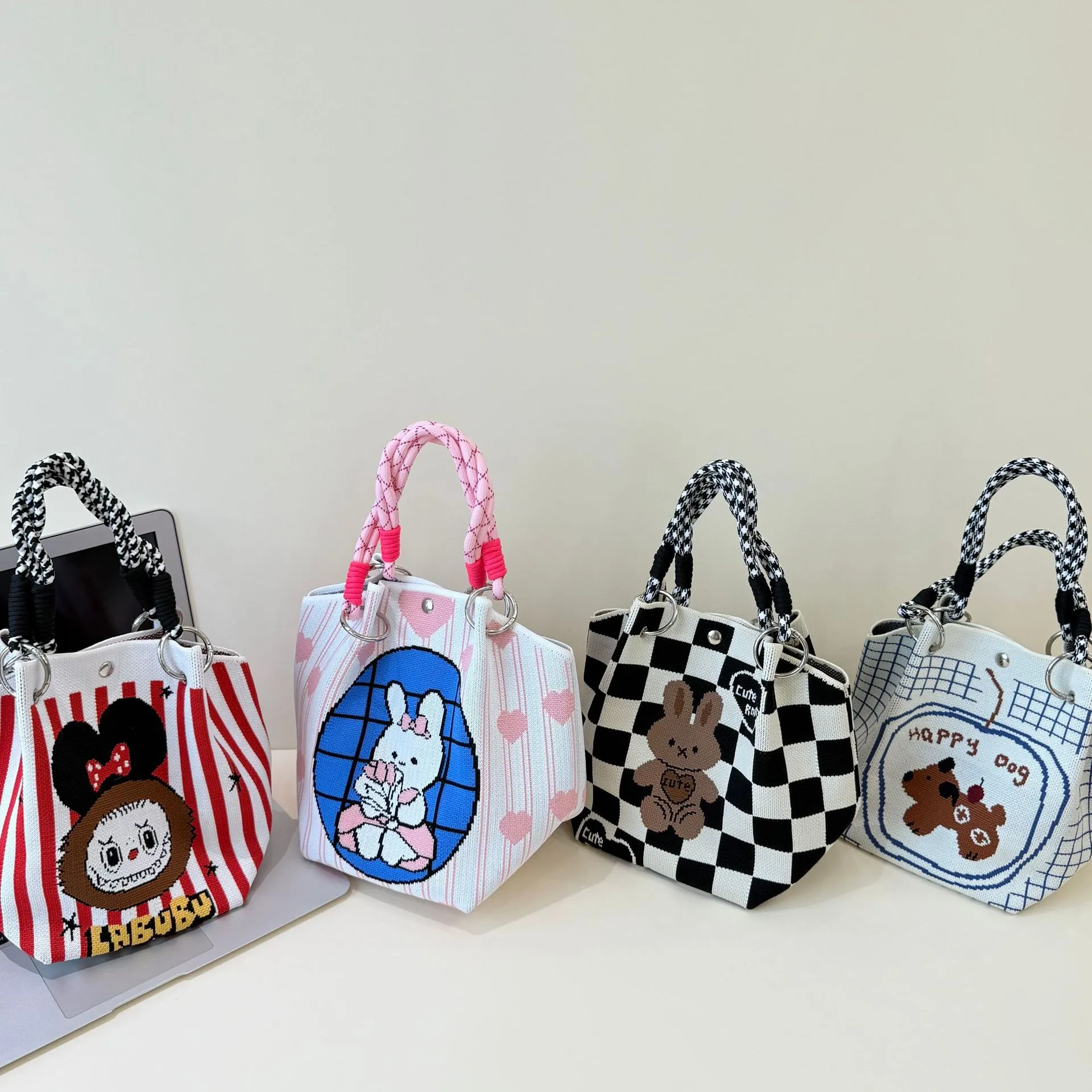 手提针织小手拎袋时尚水桶包女士菜篮子手提包手工编织包包春秋,箱包皮具/热销女包/男包,编织包,淘宝优惠券,粉丝福利购,淘宝优惠卷