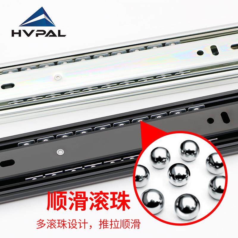 速发45抽屉轨道三节轨道钢滚珠用体橱加滑轨抽屉重型抽斗阻尼导轨