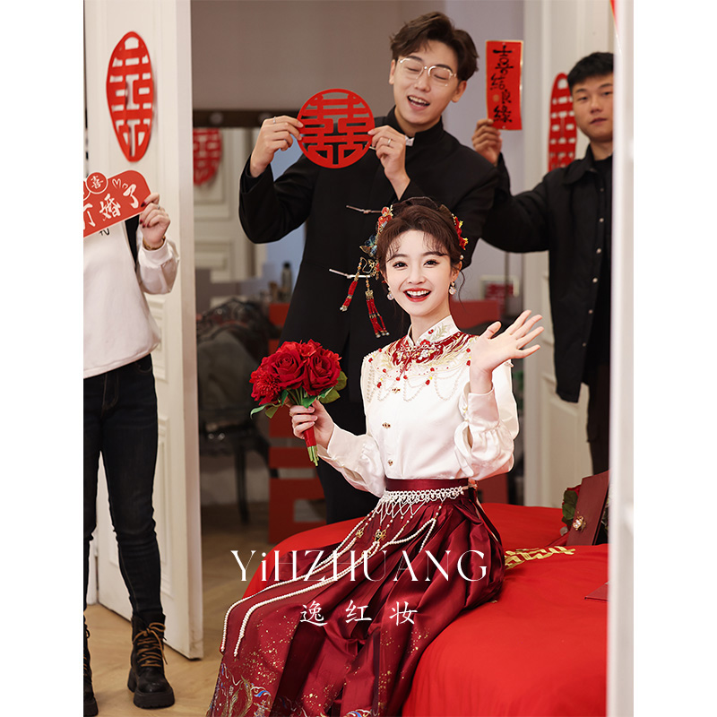 速发红色马面裙敬酒服订装服024新款套婚礼2新娘结婚婚服高级感秋