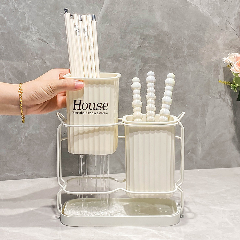 速发轻奢筷子筒壁挂沥水置物架台面筷盒收纳子厨房家用新款筷笼免