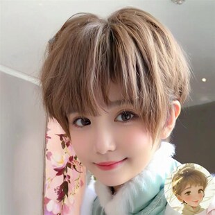 速发吴邪假发浅棕色幼年碎盖儿墓发记短发用碎笔盗时纸鸢全头套