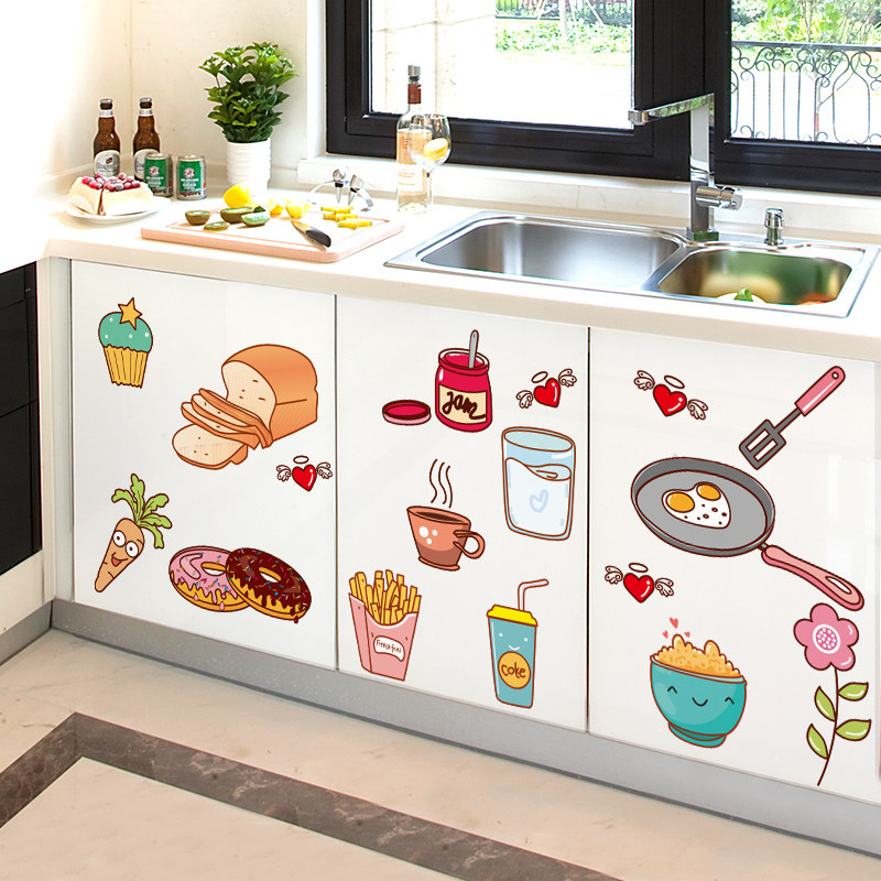 速发厨房窗台柜门橱柜翻新改造装饰创意冰箱贴贴纸墙贴小图案纸墙
