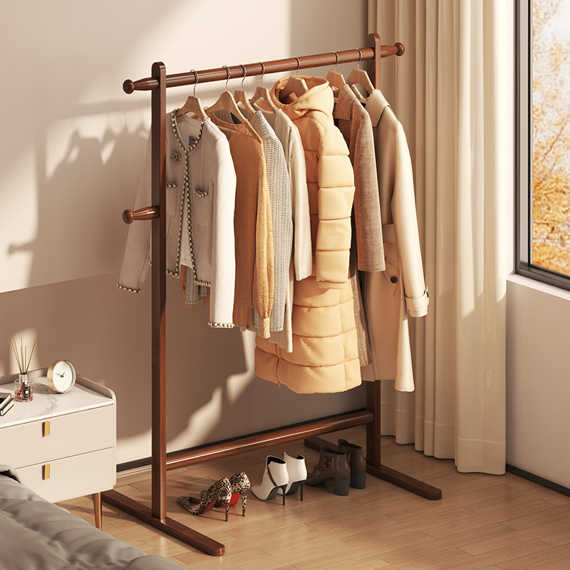 速发实式挂衣架卧室架地衣帽落家用置物架不占空间室内简易立木挂