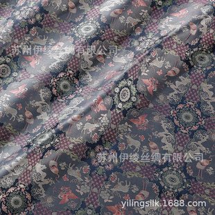 三重纬真丝宋锦布料35姆米140幅宽 100桑蚕丝面料 鹤鹿同春 新中式