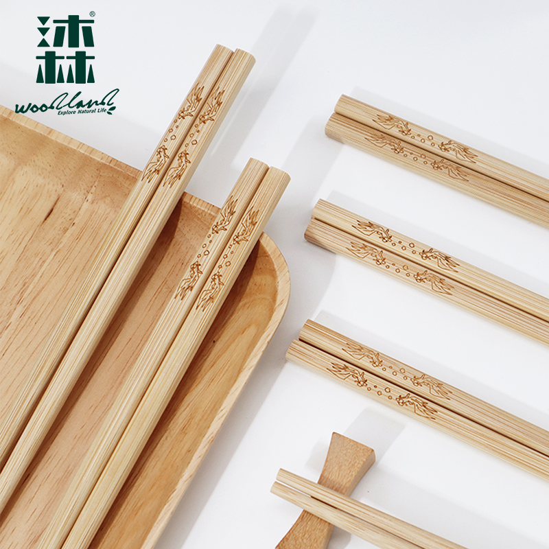 沐林高山楠竹竹筷好运锦鲤雕刻
