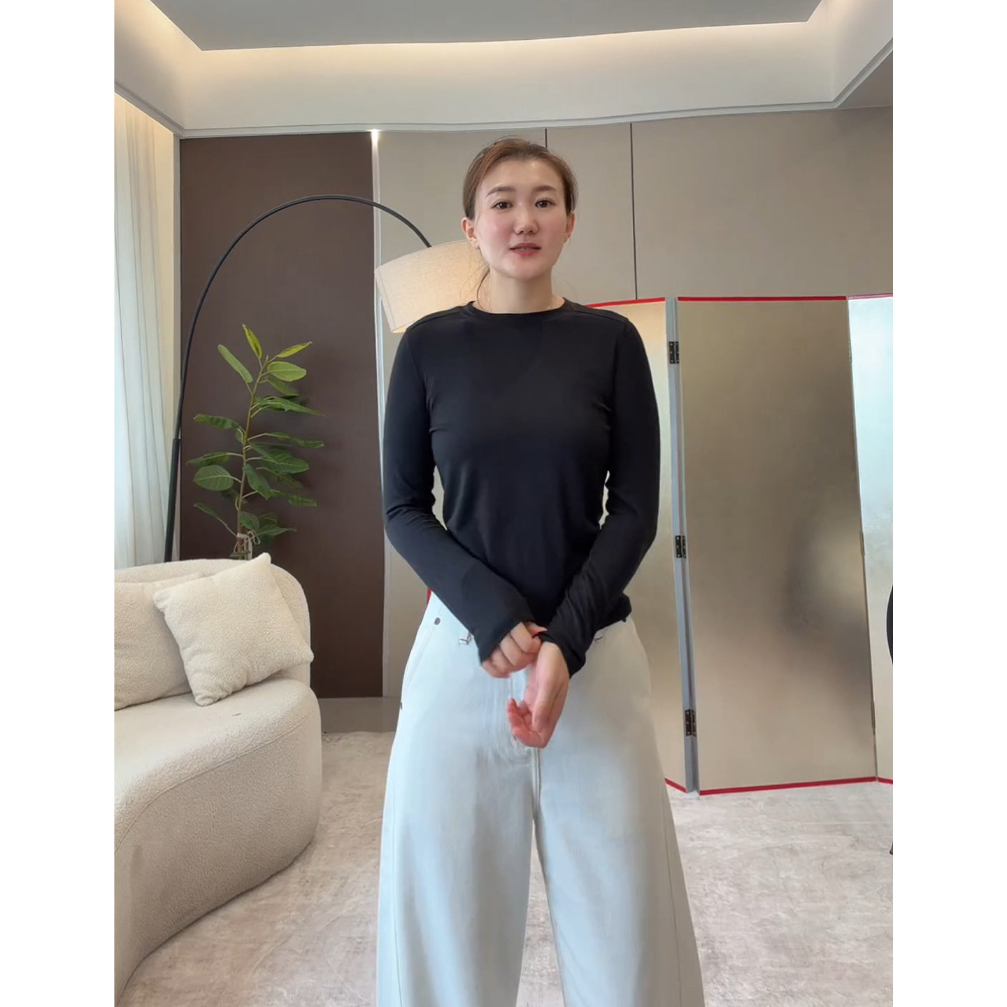 解构面膜天丝羊毛长袖T恤图片