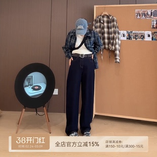 爱自然&AJDE｜美式复古镰刀牛仔裤新秋高腰直筒显瘦阔腿裤