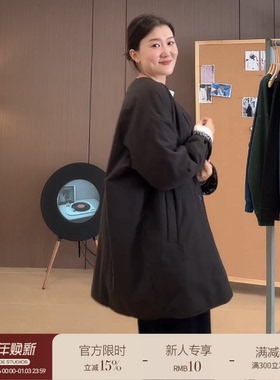 爱自然&AJDE｜腰果花3U驼绒棉服外套休闲时髦感中长款夹棉上衣