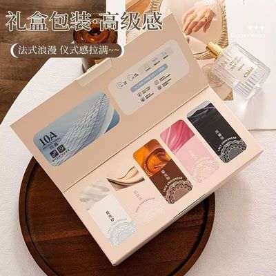 欧若风透气中腰平角裤蕾丝女内裤加长裆抗菌大包臀5条礼盒装短裤