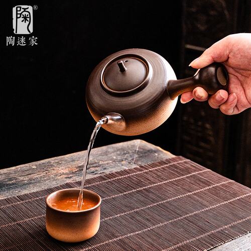 陶迷柴烧提梁壶围炉煮茶套装复古陶瓷茶壶茶杯茶道配件家用暖茶炉