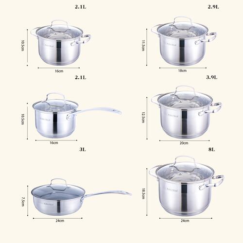 跨境不锈钢锅具套装 加厚食品级201汤锅炖锅平底锅不粘锅家用炊具