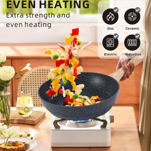 跨境不粘锅厨具套装12件套Soft Touch Cookware大理石煎锅奶锅