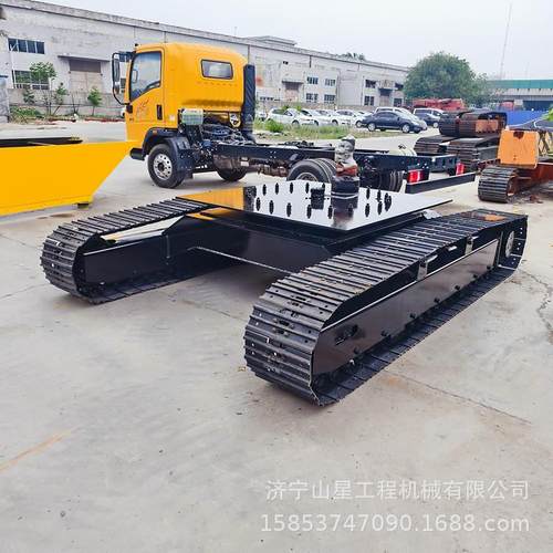 振动筛钢制履带底盘 爬山载重用链轨底盘总成 发动机液压站动力足