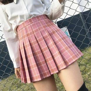 短裙 百褶裙女夏季 jk裙秋冬新款 格子半身裙高腰韩版 黑色a字裙大码