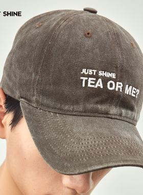 JUSTSHINE「TEAORME?」做旧水洗鸭舌帽复古遮阳防晒软顶棒球帽子