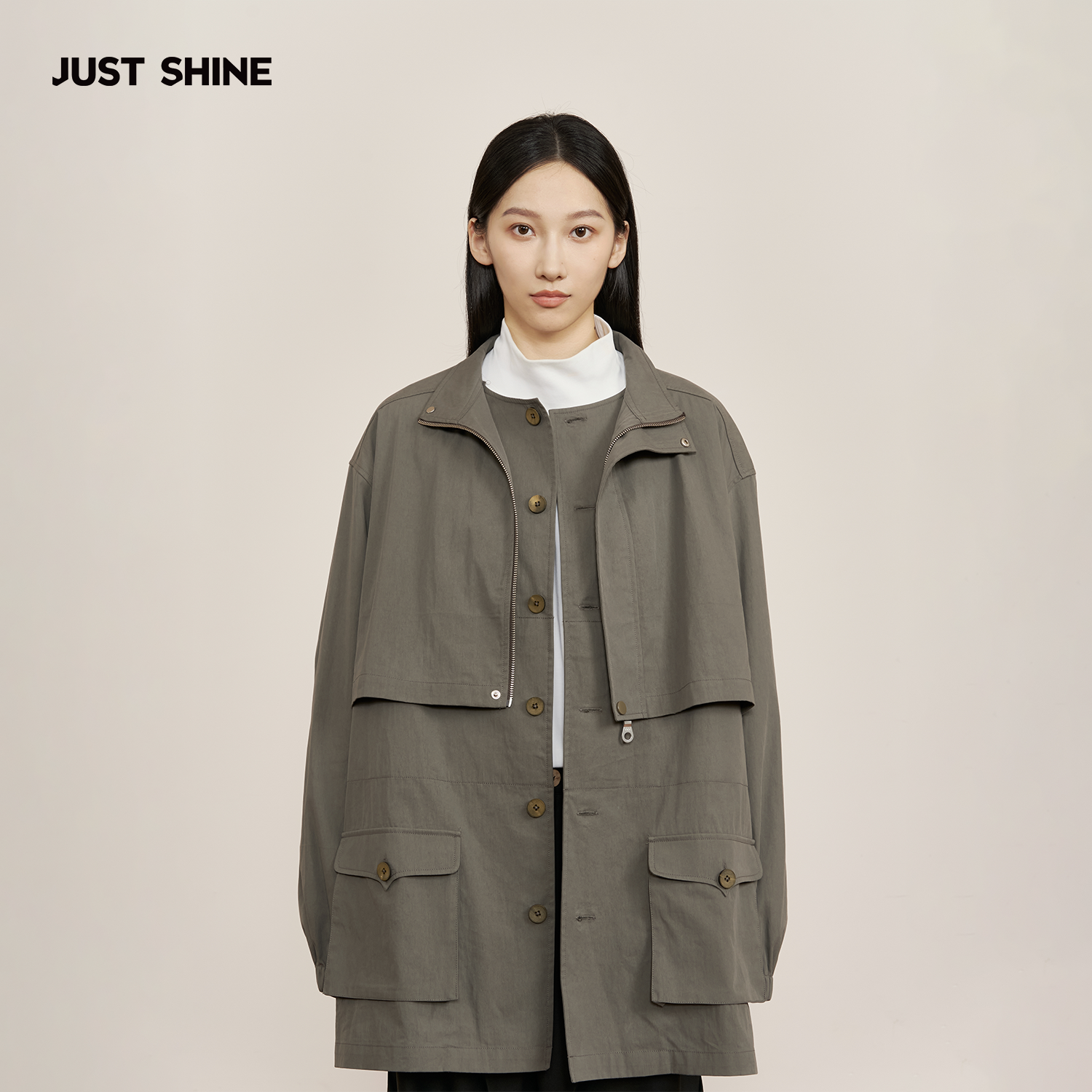 可变化风衣长短切换外套