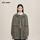 中性风衣上衣复古工装 JUSTSHINE 日系户外男女款 口袋长短切换外套