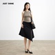 JUSTSHINE 不规则黑色半身裙不对称a字中长伞裙小众设计感艺术感